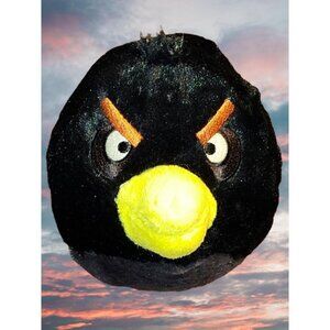 Angry Birds Black Bomb Yellow Accents Stuffed Animal Plush 5"